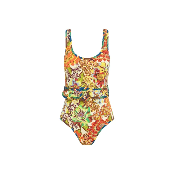 Alemais Charlie Belted One Piece  Sustainable Beachwear with Alemais print - Coveti Australian Designer