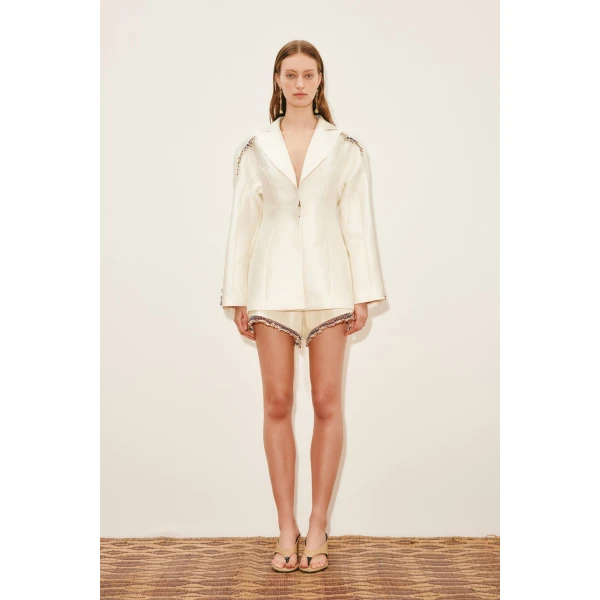 Alemais Idris Embellished Short  Sustainable Shorts with Alemais print - Coveti Australian Designer
