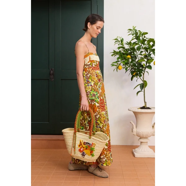 Alemais Lana Square Neck Day Dress  Sustainable Dresses with Alemais print - Coveti Australian Designer