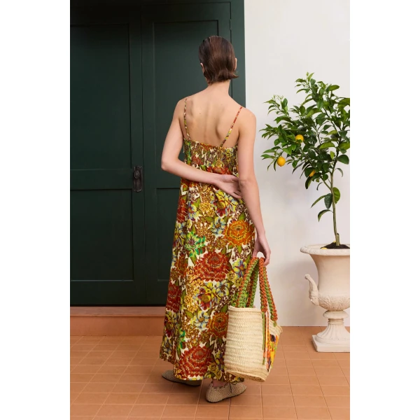 Alemais Lana Square Neck Day Dress  Sustainable Dresses with Alemais print - Coveti Australian Designer