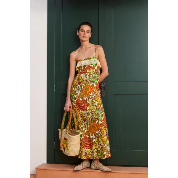 Alemais Lana Square Neck Day Dress  Sustainable Dresses with Alemais print - Coveti Australian Designer