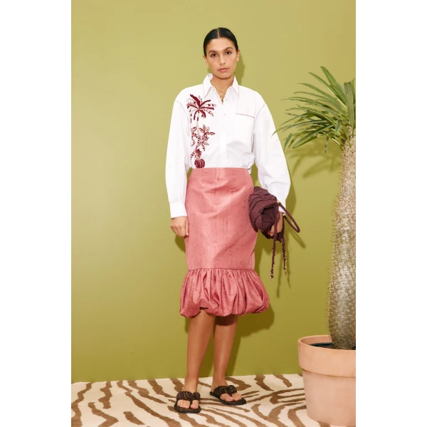 Alemais Odie Embroidered Shirt  Sustainable Tops with Alemais print - Coveti Australian Designer