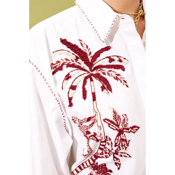 Alemais Odie Embroidered Shirt  Sustainable Tops with Alemais print - Coveti Australian Designer