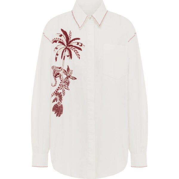 Alemais Odie Embroidered Shirt  Sustainable Tops with Alemais print - Coveti Australian Designer