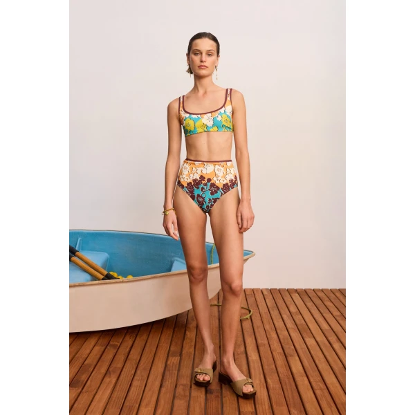 Alemais Splice High Waist Brief  Sustainable Beachwear with Alemais print - Coveti Australian Designer