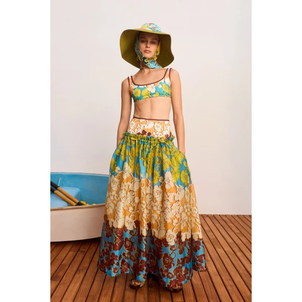 Alemais Splice Midi Skirt  Sustainable Skirts with Alemais print - Coveti Australian Designer