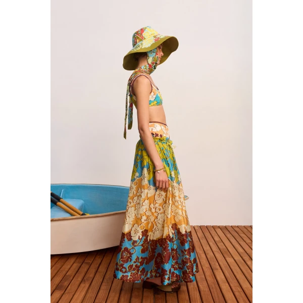 Alemais Splice Midi Skirt  Sustainable Skirts with Alemais print - Coveti Australian Designer