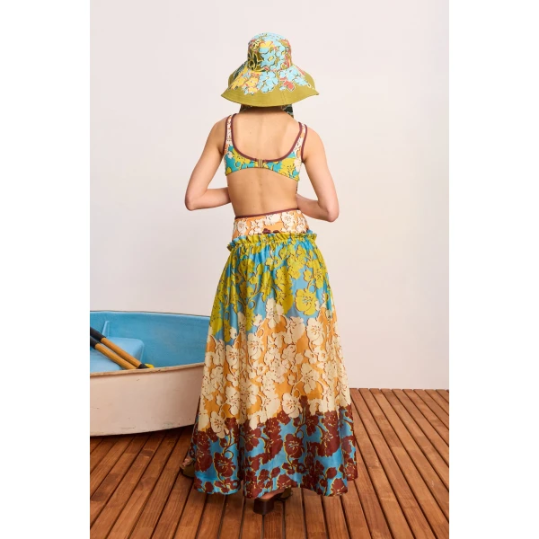 Alemais Splice Midi Skirt  Sustainable Skirts with Alemais print - Coveti Australian Designer