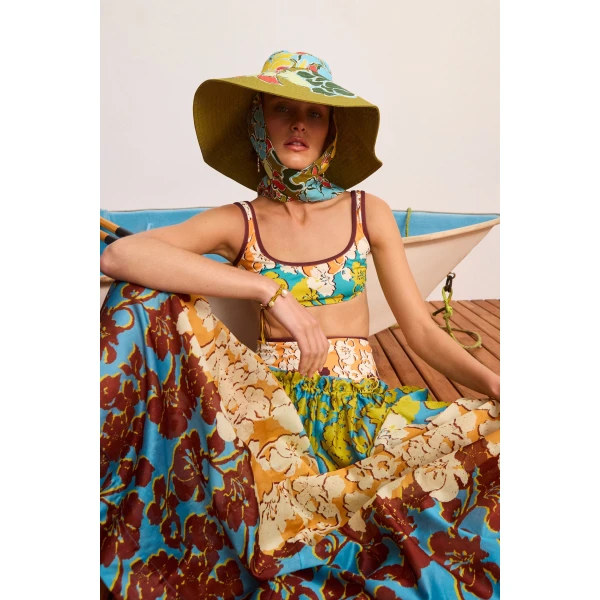 Alemais Splice Midi Skirt  Sustainable Skirts with Alemais print - Coveti Australian Designer