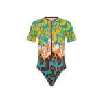 Alemais Splice Short Sleeve One Piece  Sustainable Beachwear with Alemais print - Coveti Australian Designer