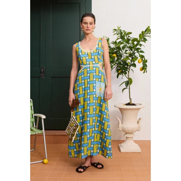 Alemais Sunlounge Midi Dress Exclusive  Sustainable Dresses with Alemais print - Coveti Australian Designer
