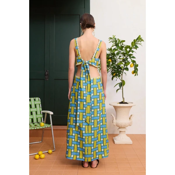 Alemais Sunlounge Midi Dress Exclusive  Sustainable Dresses with Alemais print - Coveti Australian Designer