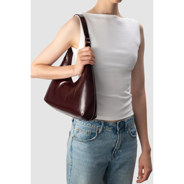 By Far Amber Summer Tan Suede Leather Shoulder Bag, view 3
