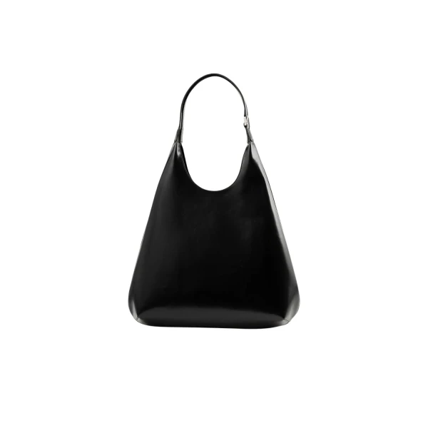 BY FAR Amber Folio - By Far Black - 90s Minimalist Leather Bag at Coveti