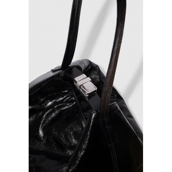 BY FAR Bea - By Far Black - 90s Minimalist Leather Bag at Coveti