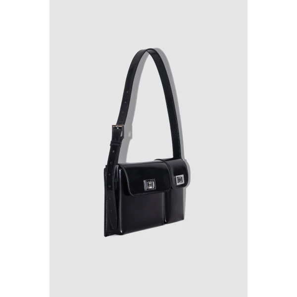 BY FAR Billy - By Far Black - 90s Minimalist Leather Bag at Coveti