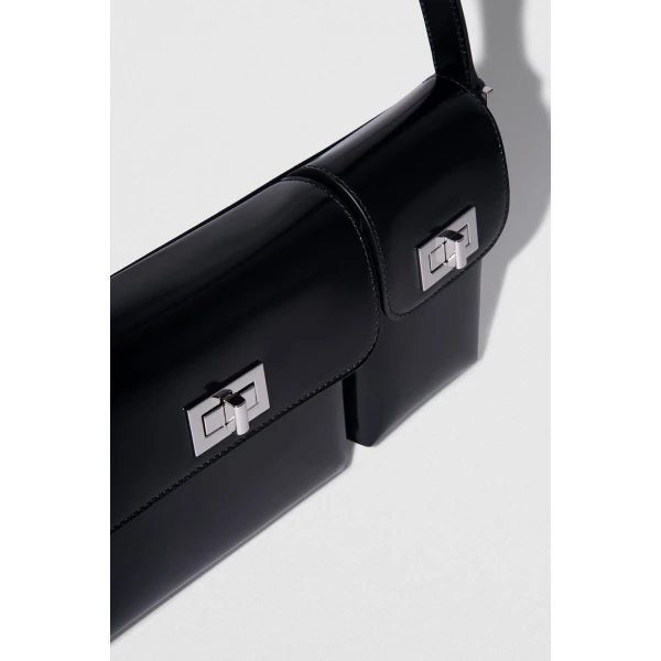 BY FAR Billy - By Far Black - 90s Minimalist Leather Bag at Coveti