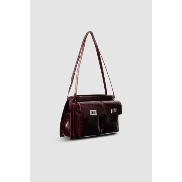 BY FAR Billy Tote - By Far Red - 90s Minimalist Leather Bag at Coveti