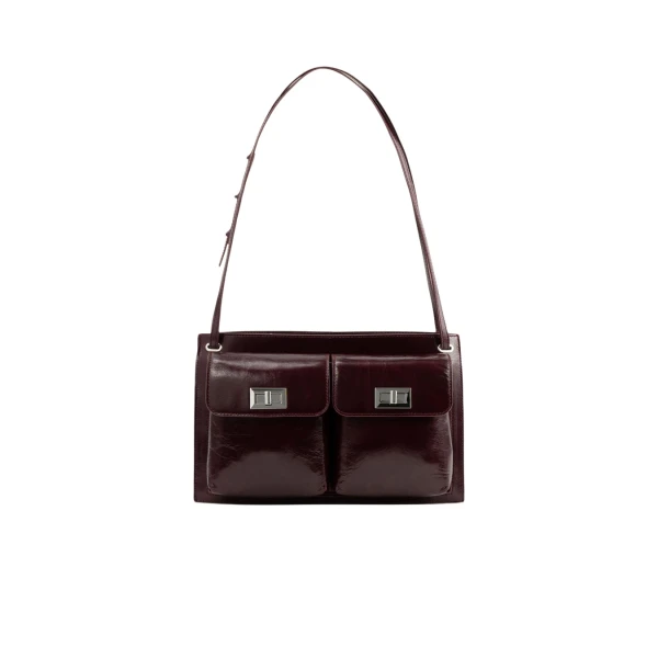 BY FAR Billy Tote - By Far Red - 90s Minimalist Leather Bag at Coveti