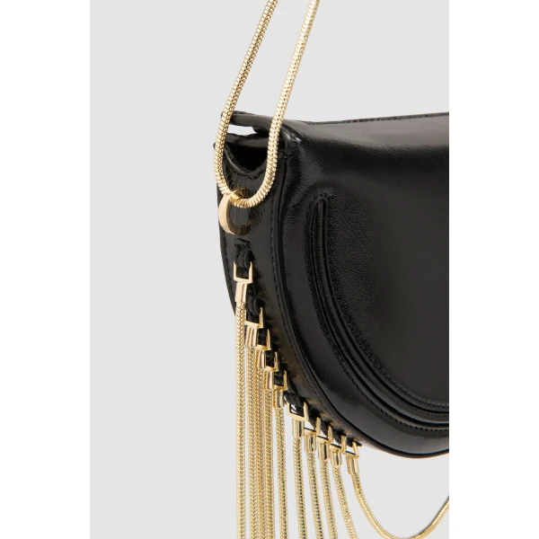 BY FAR Chime - By Far Black - 90s Minimalist Leather Bag at Coveti