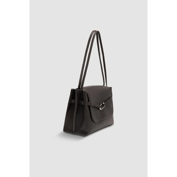 BY FAR Cora - By Far Brown - 90s Minimalist Leather Bag at Coveti