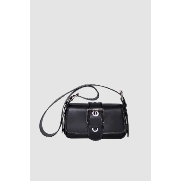 BY FAR Eloise - By Far Black - 90s Minimalist Leather Bag at Coveti