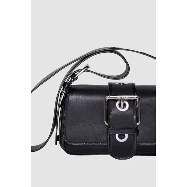 BY FAR Eloise - By Far Black - 90s Minimalist Leather Bag at Coveti