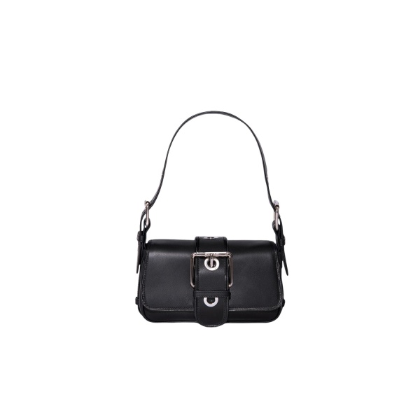 BY FAR Eloise - By Far Black - 90s Minimalist Leather Bag at Coveti