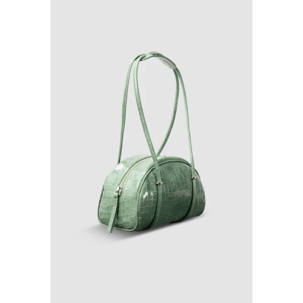 BY FAR Kimberly Bowler - By Far Green - 90s Minimalist Leather Bag at Coveti