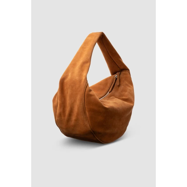 BY FAR Maxi Cush - By Far Brown - 90s Minimalist Leather Bag at Coveti