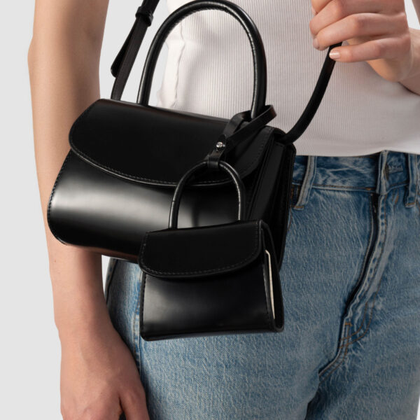 BY FAR Mini 2.0 - By Far Black - 90s Minimalist Leather Bag at Coveti
