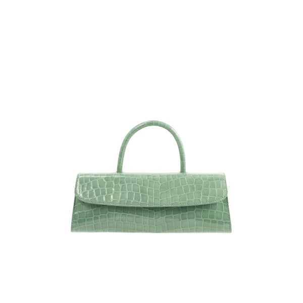 BY FAR Mini Longa - By Far Green - 90s Minimalist Leather Bag at Coveti