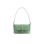 BY FAR Miranda Baguette - By Far Green - 90s Minimalist Leather Bag at Coveti