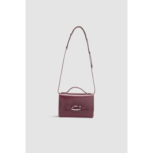 BY FAR Nara - By Far Red - 90s Minimalist Leather Bag at Coveti