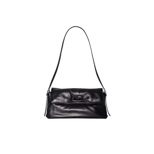 Puffy Tilda Black Lamb Nappa Leather Shoulder Bag