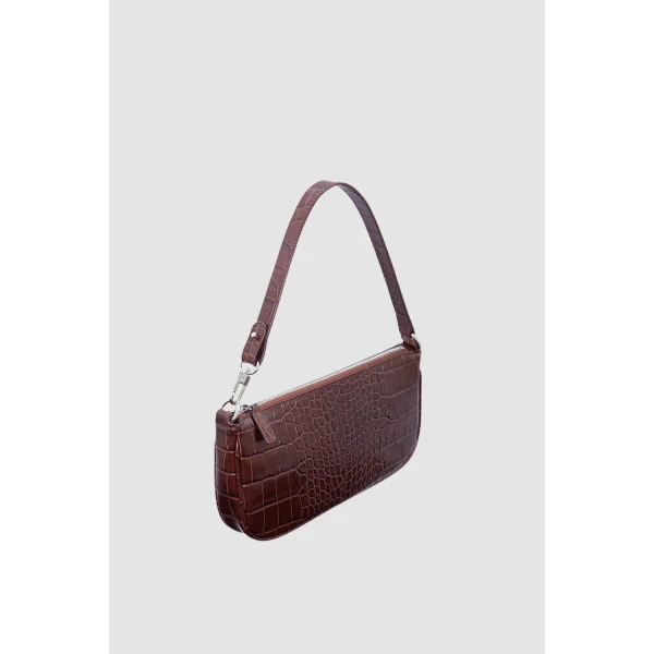 BY FAR Rachel - By Far Brown - 90s Minimalist Leather Bag at Coveti