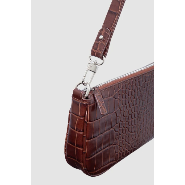 BY FAR Rachel - By Far Brown - 90s Minimalist Leather Bag at Coveti
