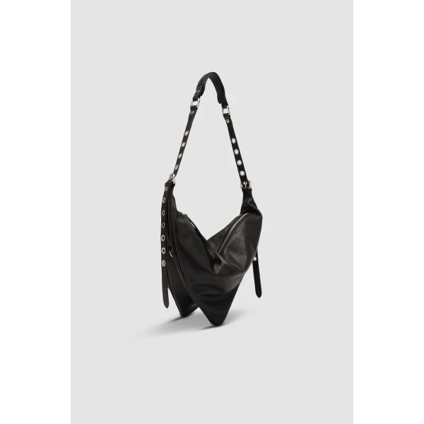 BY FAR Trayana - By Far Black - 90s Minimalist Leather Bag at Coveti