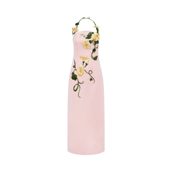 Leo Lin Ava Halterneck Appliqué Floral Bustier Maxi Dress - Leo Lin Dress - Australian Luxury Fashion - Shop at Coveti