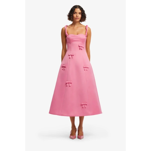 Leo Lin Beatrice Bow Midi Dress - Leo Lin Dress - Australian Luxury Fashion - Shop at Coveti