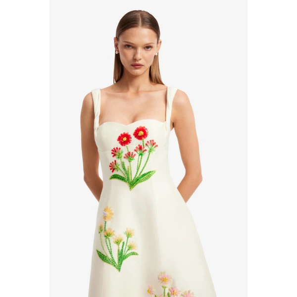 Leo Lin Beatrice Embellished Wool Midi Dress - Leo Lin Dress - Australian Luxury Fashion - Shop at Coveti