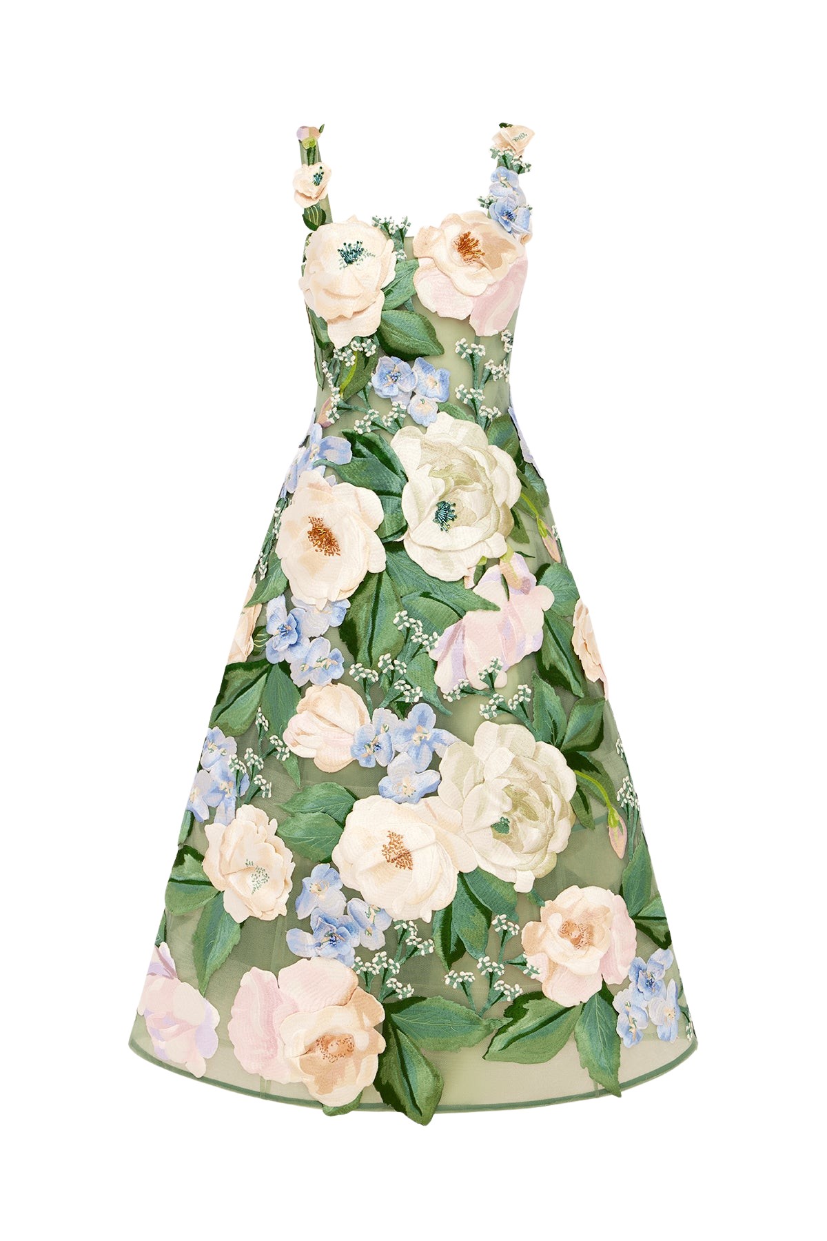 Leo Lin Beatrice Floral Hand-Embroidered Midi Dress - Leo Lin Dress - Australian Luxury Fashion - Shop at Coveti
