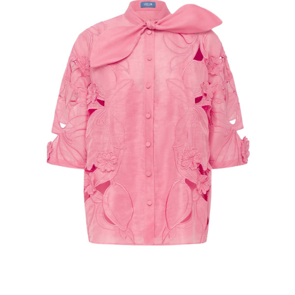Leo Lin Brooklyn Appliqué Bow Puff Sleeve Top - Leo Lin Dress - Australian Luxury Fashion - Shop at Coveti