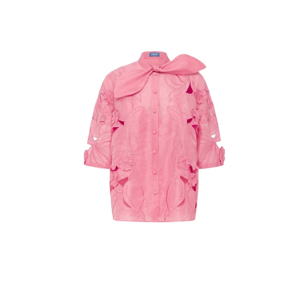 Leo Lin Brooklyn Appliqué Bow Puff Sleeve Top - Leo Lin Dress - Australian Luxury Fashion - Shop at Coveti