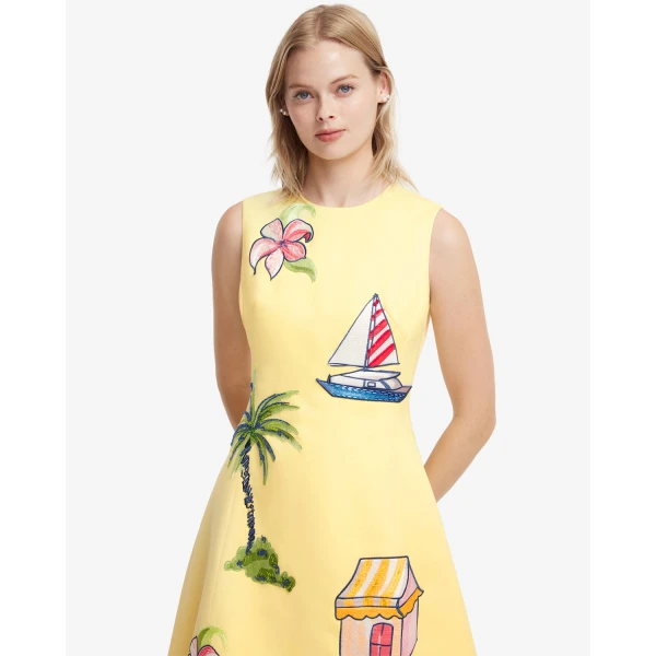 Leo Lin Cleo Embroidered Sleeveless Midi Dress - Leo Lin Dress - Australian Luxury Fashion - Shop at Coveti