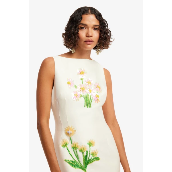 Leo Lin Eleanor Embellished Wool Midi Dress - Leo Lin Dress - Australian Luxury Fashion - Shop at Coveti