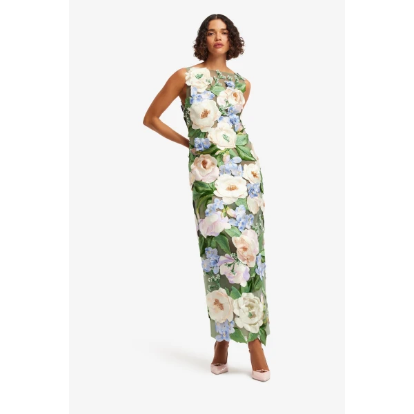 Leo Lin Fleur Floral Hand-Embroidered Backless Maxi Dress - Leo Lin Dress - Australian Luxury Fashion - Shop at Coveti