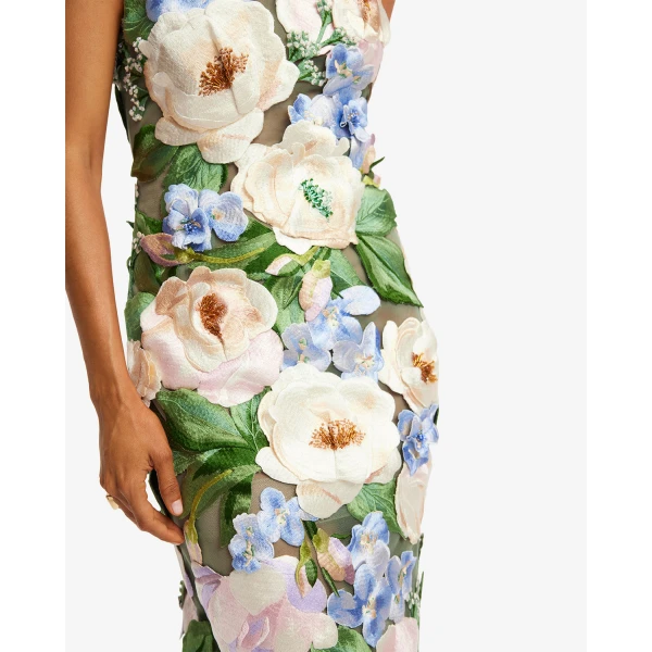 Leo Lin Fleur Floral Hand-Embroidered Backless Maxi Dress - Leo Lin Dress - Australian Luxury Fashion - Shop at Coveti