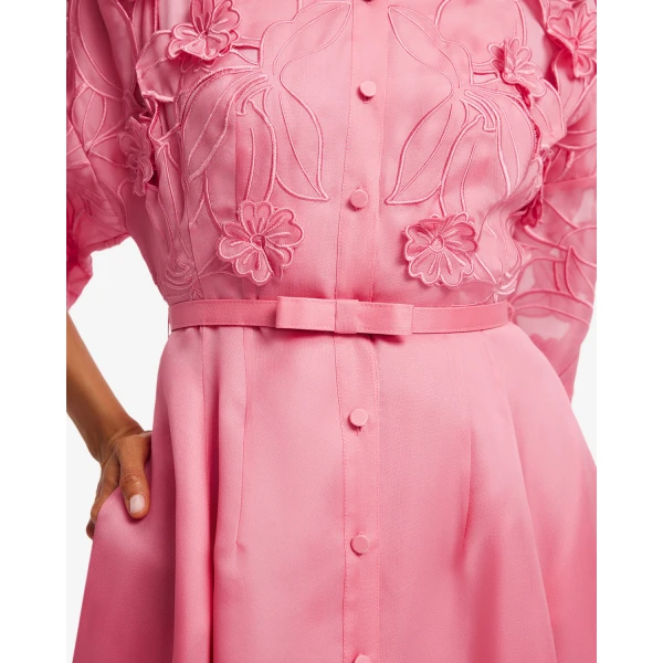 Leo Lin Junia Appliqué Puff Sleeve Silk Gown - Leo Lin Dress - Australian Luxury Fashion - Shop at Coveti