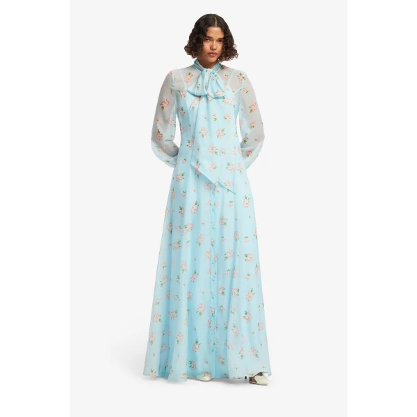Leo Lin Lilith Tie Neck Maxi Dress - Leo Lin Dress - Australian Luxury Fashion - Shop at Coveti